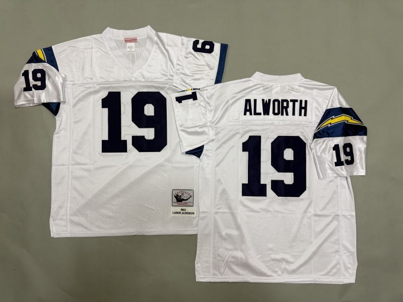 Men 2025 Los Angeles Chargers 19 Alworth white Throwback Limited NFL Jersey style 002